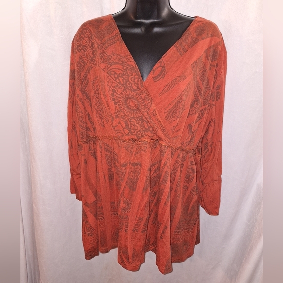 Women's Rust Floral Blouse - Picture 1 of 5